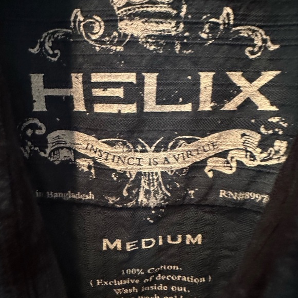 Helix Long Sleeve Button Up Men's Blue Velvet Graphics Shirt Sz M NEW - Picture 5 of 7